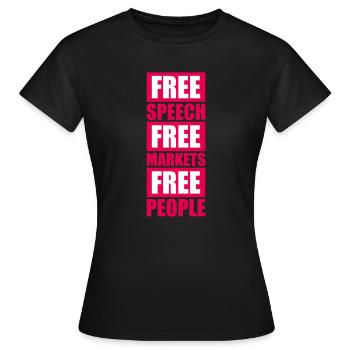 Marché de la liberté d’expression Peuple Libertarian Freedom Logo - T-shirt Femme - noir - Devant - AI Model Female 172 dark (172cm)