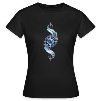 Boussole mystique avec pierre précieuse bleue pour - T-shirt Femme - noir - Devant - AI Model Female 172 dark (172cm)