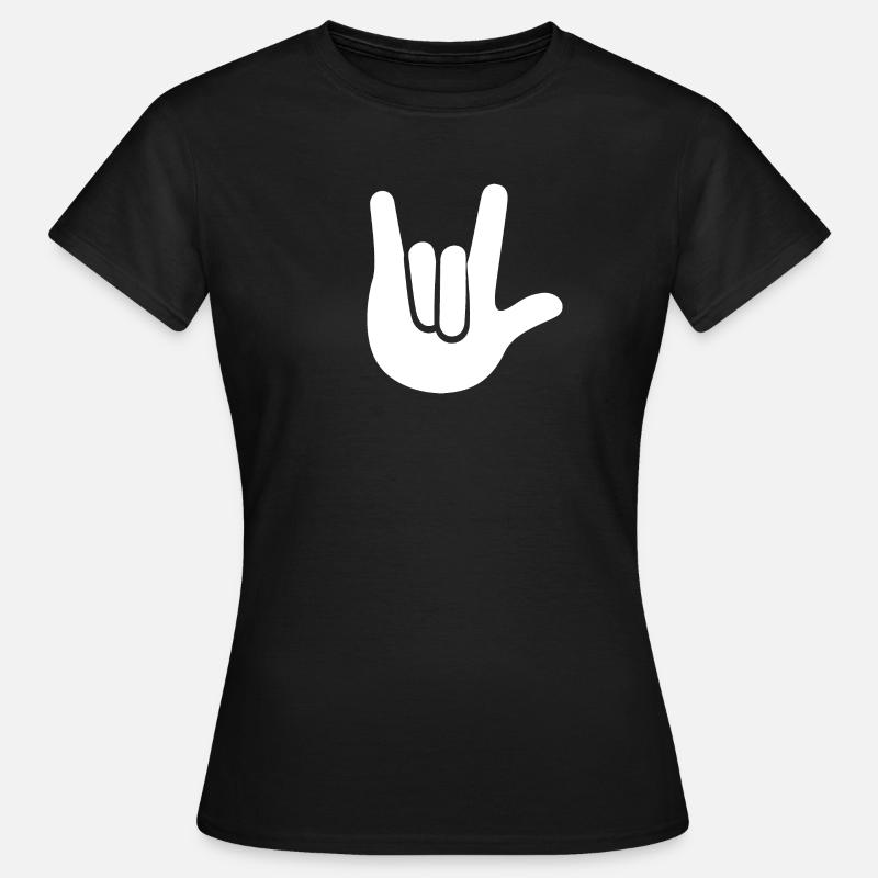 devil horns white - Women's T-Shirt - black