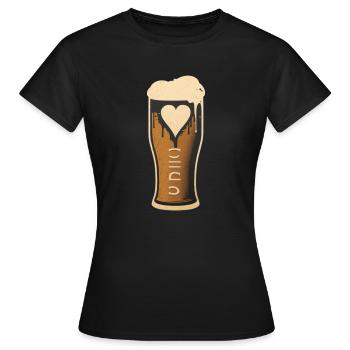 Weizenbier mit Herz - Bierliebe - Frauen T-Shirt - Schwarz - Vorne - AI Model Female 172 dark (172cm)
