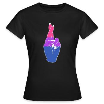 FINGERS CROSSED PRIDE LGBTQ+ - Frauen T-Shirt - Schwarz - Vorne - AI Model Female 172 dark (172cm)