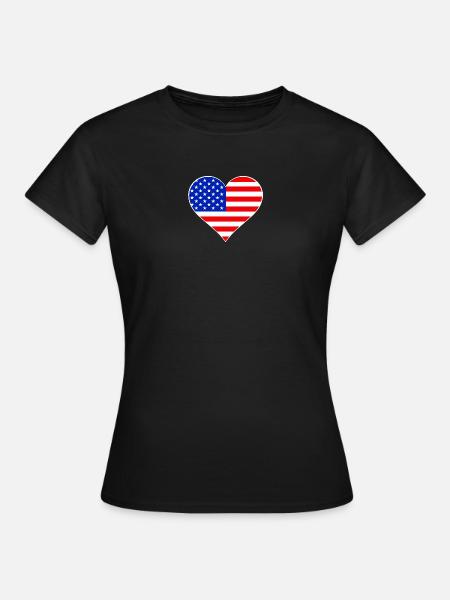 American Flag Heart - Frauen T-Shirt - Schwarz