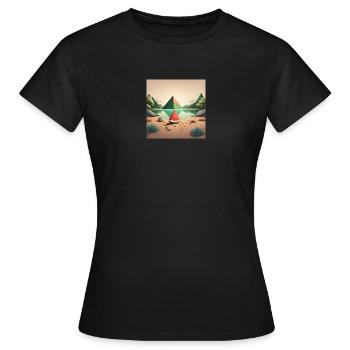 Melone mit Pyramide - Frauen T-Shirt - Schwarz - Vorne - AI Model Female 172 dark (172cm)