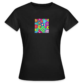 Flower Collage - Frauen T-Shirt - Schwarz - Vorne - AI Model Female 172 dark (172cm)