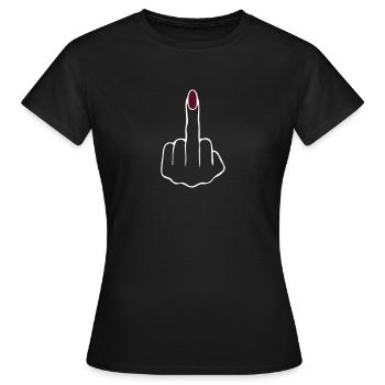 Mittelfinger einer Frau 2C - Frauen T-Shirt - Schwarz - Vorne - AI Model Female 172 dark (172cm)