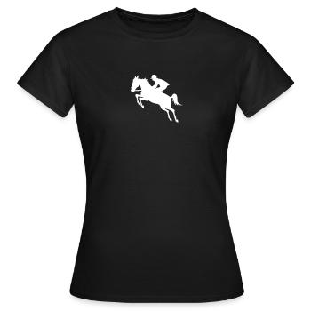 Reiter Springen - Frauen T-Shirt - Schwarz - Vorne - AI Model Female 172 dark (172cm)