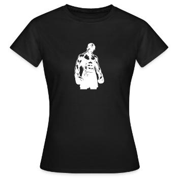 Boxer mit Handschuhen in konzentrierter Haltung - Frauen T-Shirt - Schwarz - Vorne - AI Model Female 172 dark (172cm)