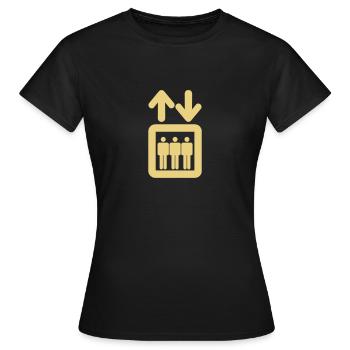 Fahrstuhl,Hochaus,Wolkenkratzer - Frauen T-Shirt - Schwarz - Vorne - AI Model Female 172 dark (172cm)