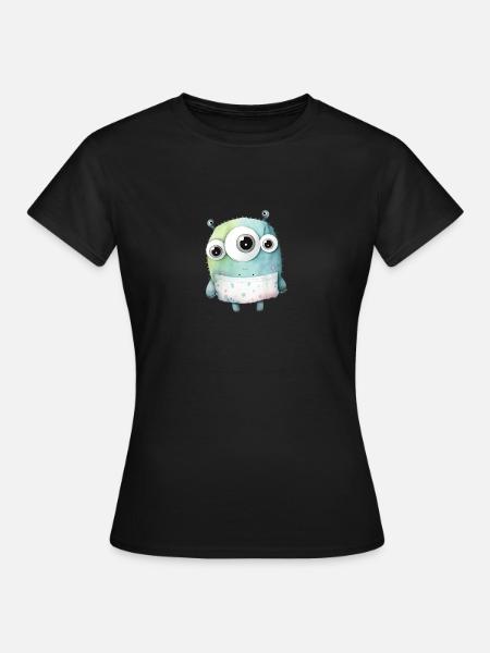 Süßes Aquarell Monster - Frauen T-Shirt - Schwarz