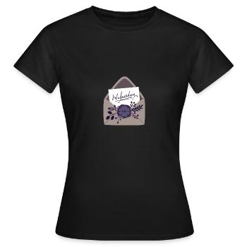 Lettre avec cachet de cire et fleurs - T-shirt Femme - noir - Devant - AI Model Female 172 dark (172cm)