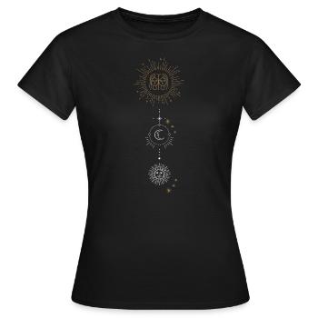 Zodiac sign Gemini with Sun and Moon - Women's T-Shirt - black - Front - AI Model Female 172 dark (172cm)