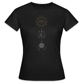 Zodiac sign Libra with sun and moon - Women's T-Shirt - black - Front - AI Model Female 172 dark (172cm)