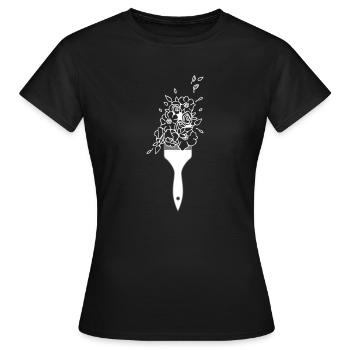Art de fleurs de pinceau - T-shirt Femme - noir - Devant - AI Model Female 172 dark (172cm)