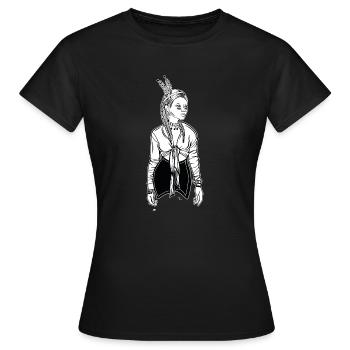 Indian woman // Headdress - Women's T-Shirt - black - Front - AI Model Female 172 dark (172cm)