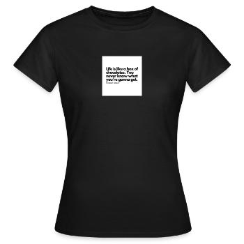 Citation de Forest, le personnage principal d’un film - T-shirt Femme - noir - Devant - AI Model Female 172 dark (172cm)