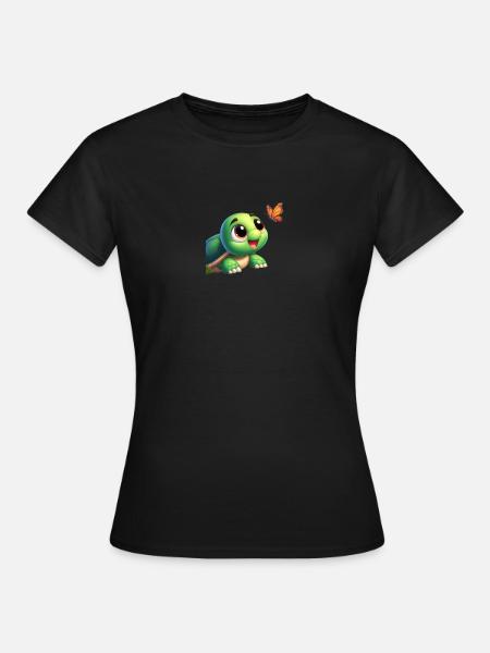Tortue Cartoon 4 - T-shirt Femme - noir