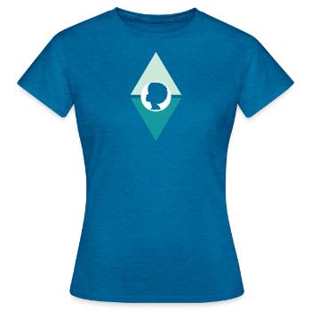 Afro Beat des années 70 - T-shirt Femme - bleu saphir antique chiné - Devant - AI Model Female 172 dark (172cm)