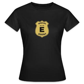 Agent E - Frauen T-Shirt - Schwarz - Vorne - AI Model Female 172 dark (172cm)
