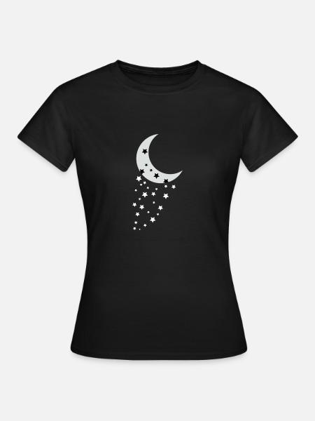 Luna y estrellas - Camiseta mujer - negro