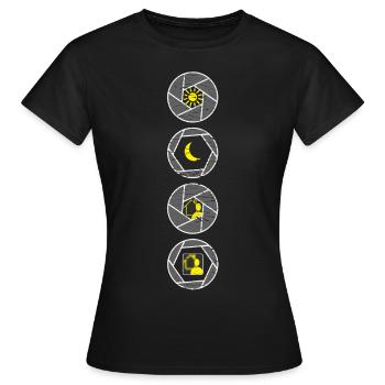 Aperture depth of field - Women's T-Shirt - black - Front - AI Model Female 172 dark (172cm)