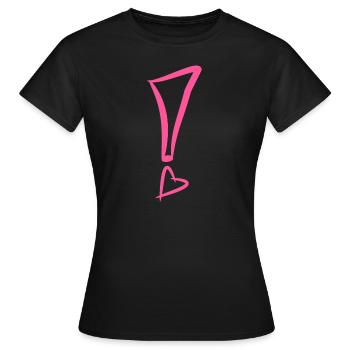 Point d'exclamation avec coeur - T-shirt Femme - noir - Devant - AI Model Female 172 dark (172cm)