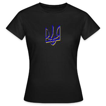 Armoiries de l’Ukraine Trident Gerfalcon Trident Volume V1 - T-shirt Femme - noir - Devant - AI Model Female 172 dark (172cm)