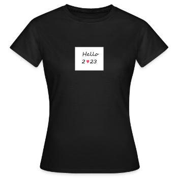 Hello 2023 - Frauen T-Shirt - Schwarz - Vorne - AI Model Female 172 dark (172cm)