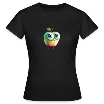 Süßer Apfel Charakter mit Kulleraugen - Frauen T-Shirt - Schwarz - Vorne - AI Model Female 172 dark (172cm)