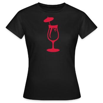 verre apero aperitif alcool 1005 - T-shirt Femme - noir - Devant - AI Model Female 172 dark (172cm)