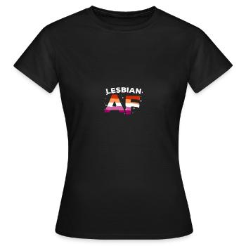 Lesben LGBT Pride Lesbian Rainbow Flag - Frauen T-Shirt - Schwarz - Vorne - AI Model Female 172 dark (172cm)