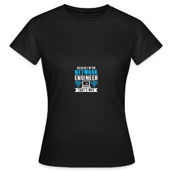 Ingénieur réseau en technologie des réseaux informatiques - T-shirt Femme - noir - Devant - AI Model Female 172 dark (172cm)
