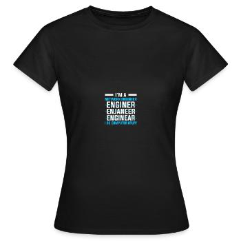 Ingénieur réseau en technologie des réseaux informatiques - T-shirt Femme - noir - Devant - AI Model Female 172 dark (172cm)