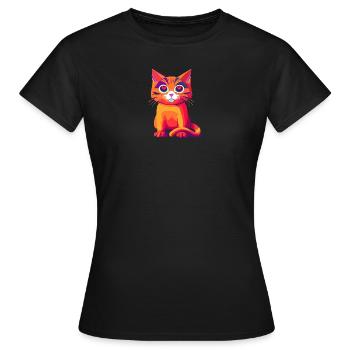 Katze - Frauen T-Shirt - Schwarz - Vorne - AI Model Female 172 dark (172cm)