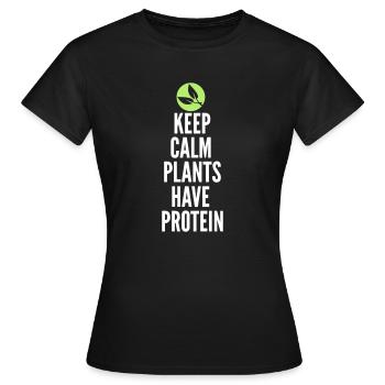 Gardez le calme des plantes ont des protéines - T-shirt Femme - noir - Devant - AI Model Female 172 dark (172cm)