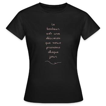 bonheur - T-shirt Femme - noir - Devant - AI Model Female 172 dark (172cm)