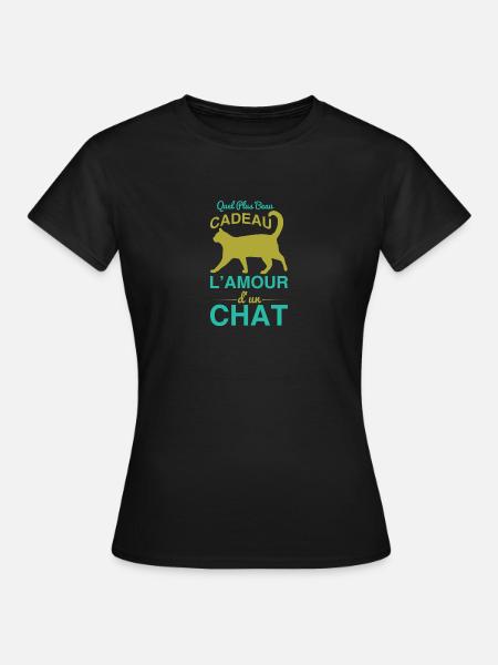 Cadeau l’amour d’un chat - Frauen T-Shirt - Schwarz