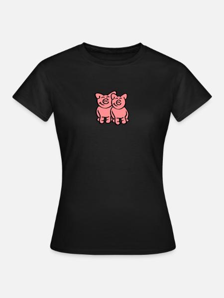Cute Pigs - Frauen T-Shirt - Schwarz