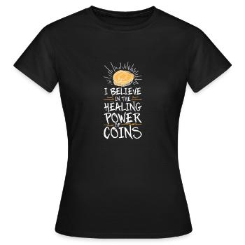 Les collectionneurs de pièces collectent des pièces - T-shirt Femme - noir - Devant - AI Model Female 172 dark (172cm)