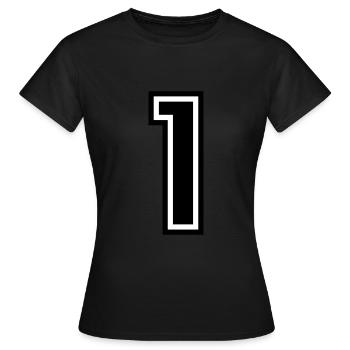 1 - Zahl 1 - Trikotnummer zweifarbig farbe ändern - Frauen T-Shirt - Schwarz - Vorne - AI Model Female 172 dark (172cm)