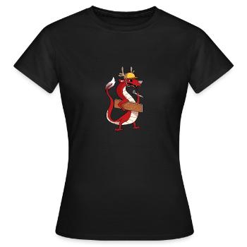 Chinese dragon at work - Women's T-Shirt - black - Front - AI Model Female 172 dark (172cm)