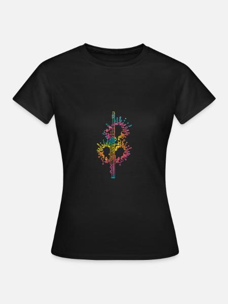 Flötist Querflöte - Frauen T-Shirt - Schwarz