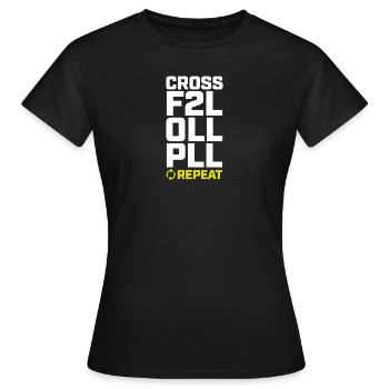 CFOP REPEAT. Cubing-Cube-Cuber-Speedcubing - Frauen T-Shirt - Schwarz - Vorne - AI Model Female 172 dark (172cm)