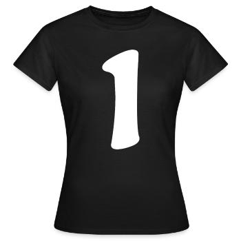 Eins: Minimalistische Ziffer 1 | Erster - Frauen T-Shirt - Schwarz - Vorne - AI Model Female 172 dark (172cm)