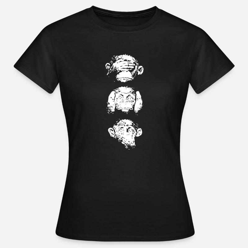 Three monkey memes - white - Women's T-Shirt - black
