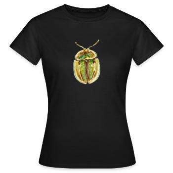 Coléoptère écaille de tortue rayé doré - T-shirt Femme - noir - Devant - AI Model Female 172 dark (172cm)