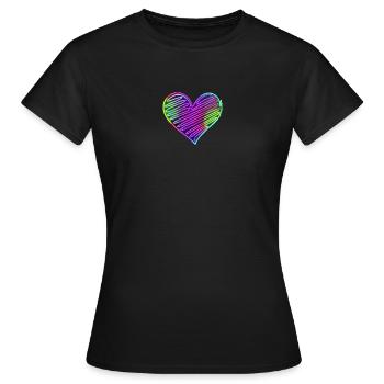 Herz rainbow - Frauen T-Shirt - Schwarz - Vorne - AI Model Female 172 dark (172cm)