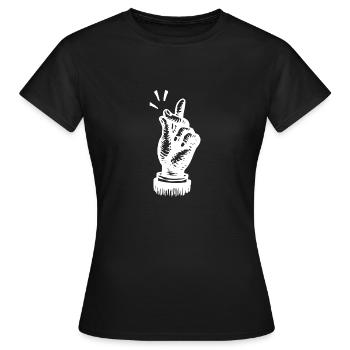 Schnipsen Handbewegung Klatschen - Frauen T-Shirt - Schwarz - Vorne - AI Model Female 172 dark (172cm)