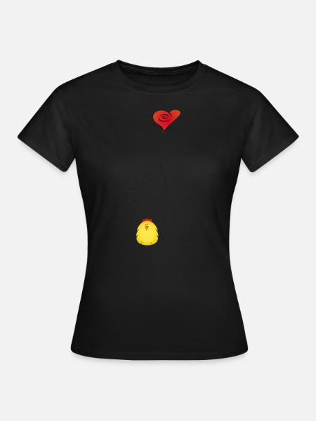 Idée cadeau de poulet mignon en amour - T-shirt Femme - noir