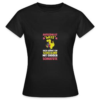 Dino Kita graduates school start school child enrollment - Women's T-Shirt - black - Front - AI Model Female 172 dark (172cm)