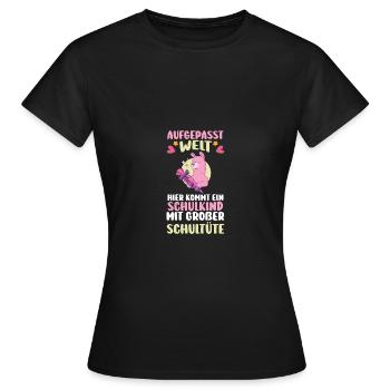 Kindergarten graduates school start school child llama enrollment - Women's T-Shirt - black - Front - AI Model Female 172 dark (172cm)